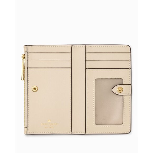 New Kate Spade Juliette Small Bifold Wallet Pebble Leather Light Sand - Picture 3 of 3